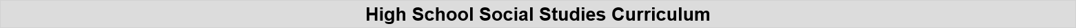 High School Social Studies Curriculum