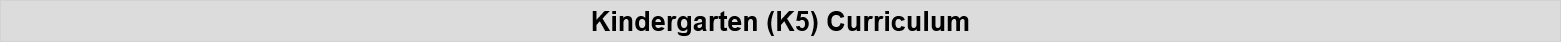 Kindergarten (K5) Curriculum